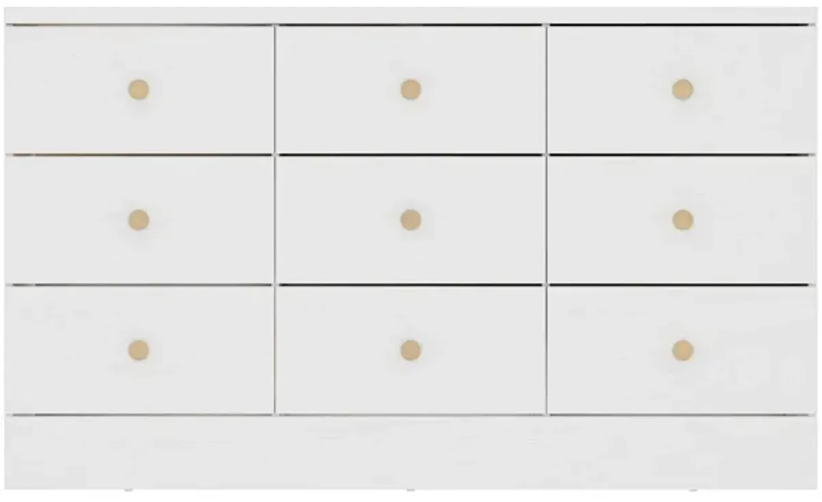 White 9 Drawer Dresser for Bedroom, 47.2“L Wooden Double Dresser, Modern Chest of Drawers Storage Organizer Dresser for Entryway Hallway