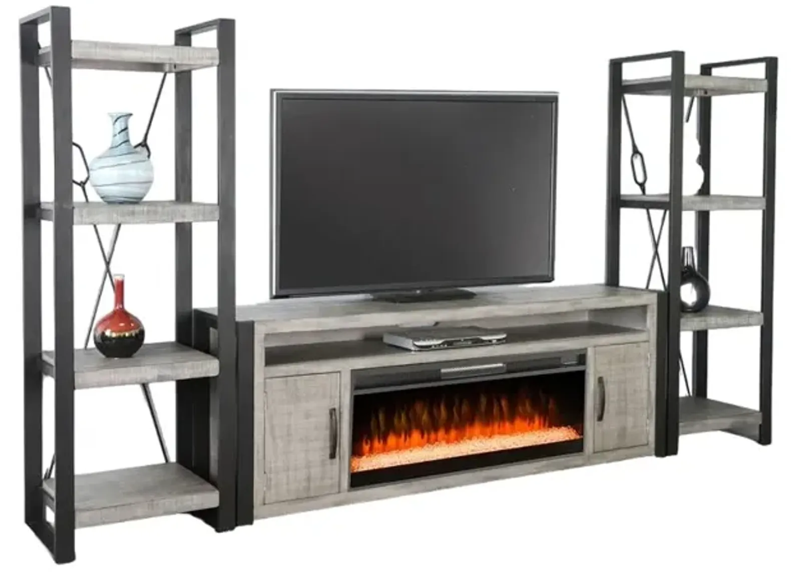 Sunny Designs 126 Media Wall with Electric Fireplace