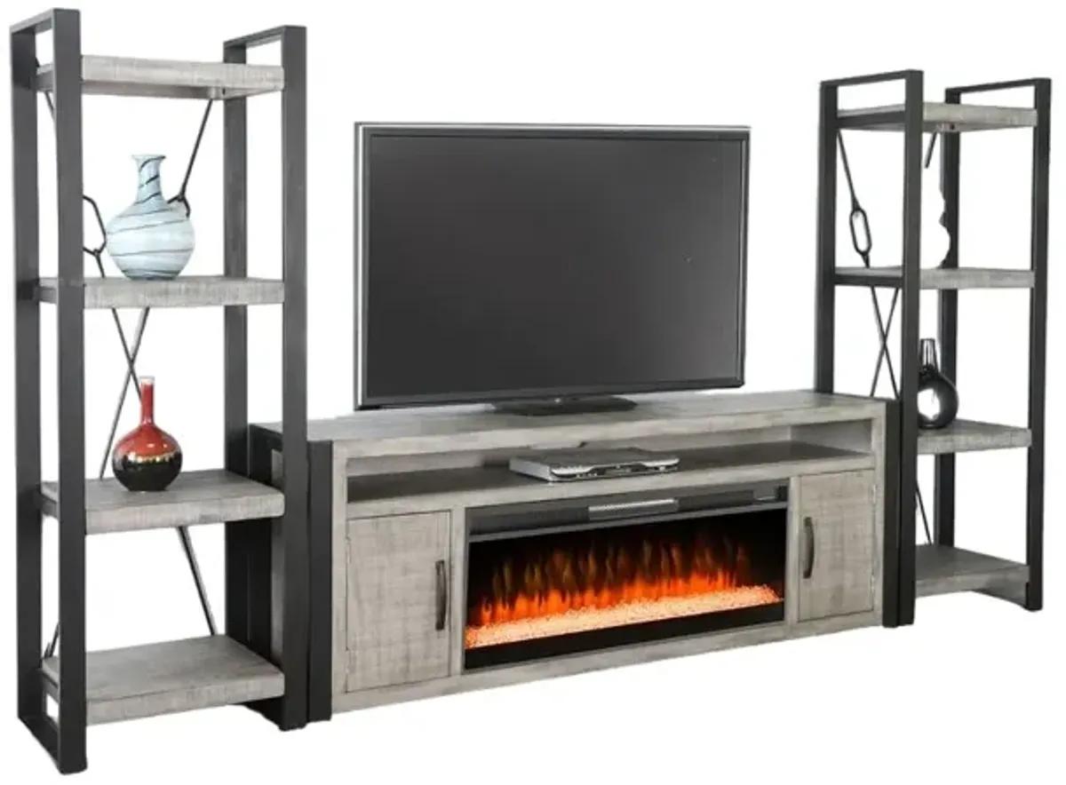 Sunny Designs 126 Media Wall with Electric Fireplace