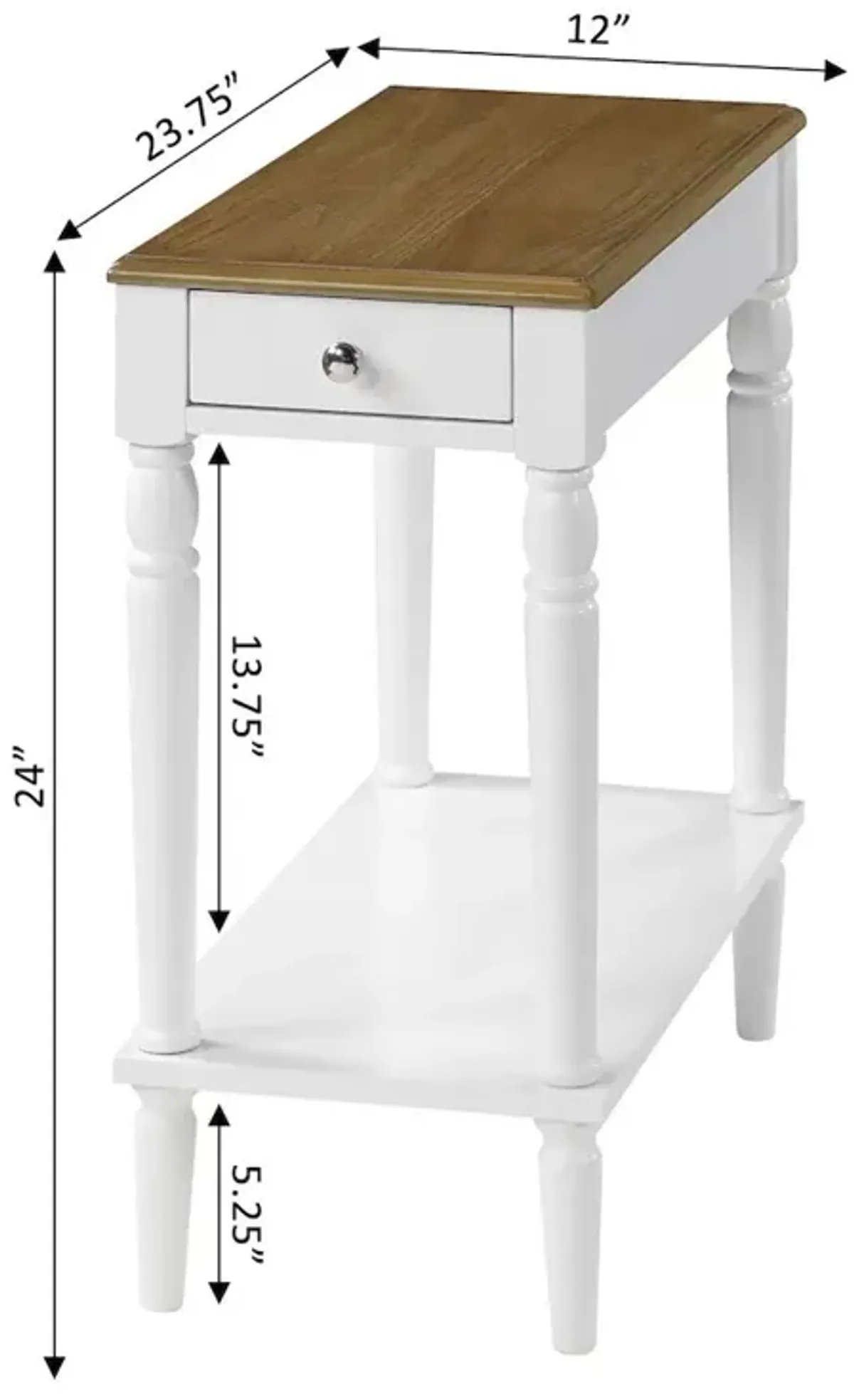 Convience Concept, Inc. French Country No Tools Chairside End Table with Shelf