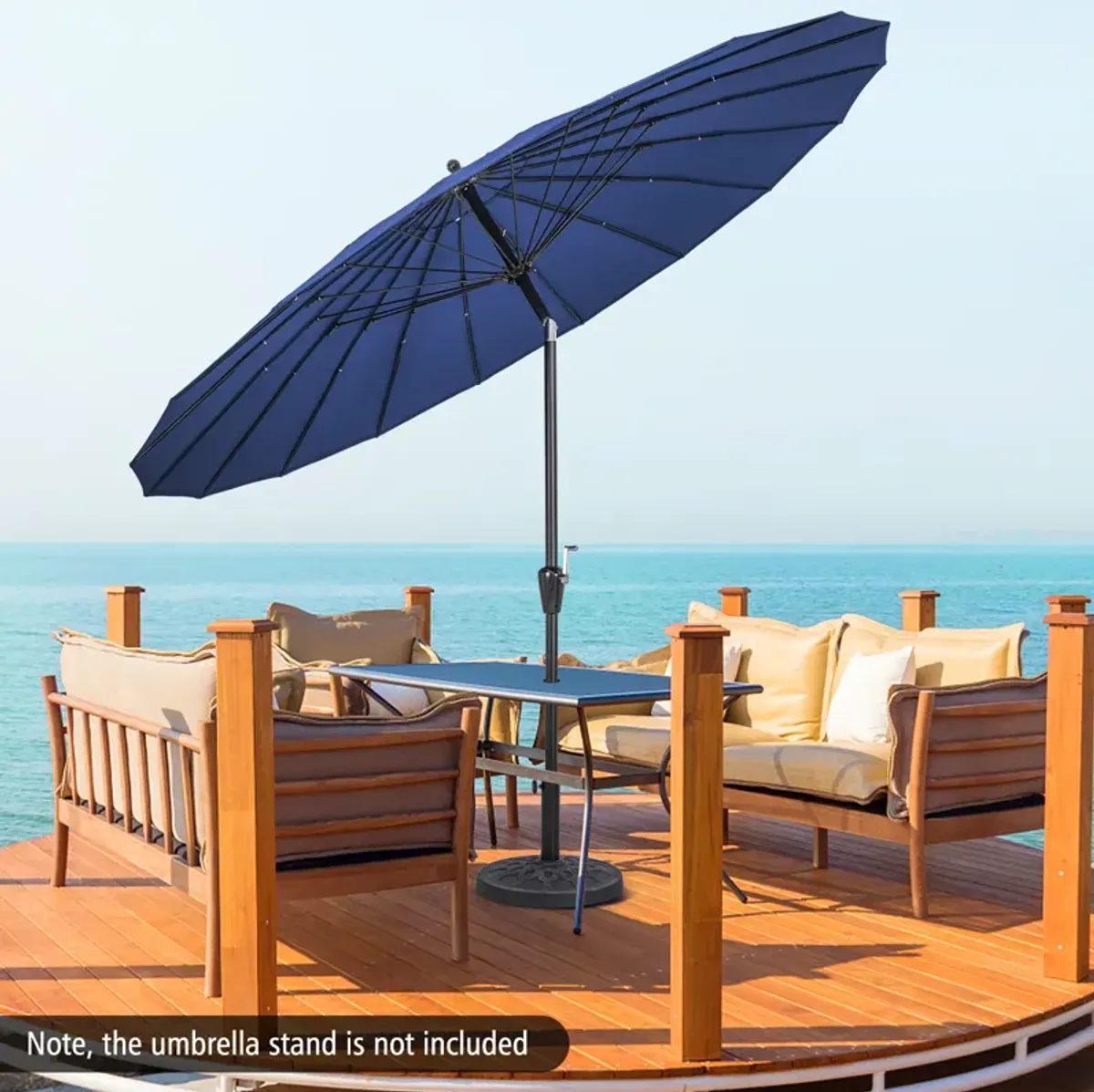 9 Feet Round Patio Umbrella with 18 Fiberglass Ribs