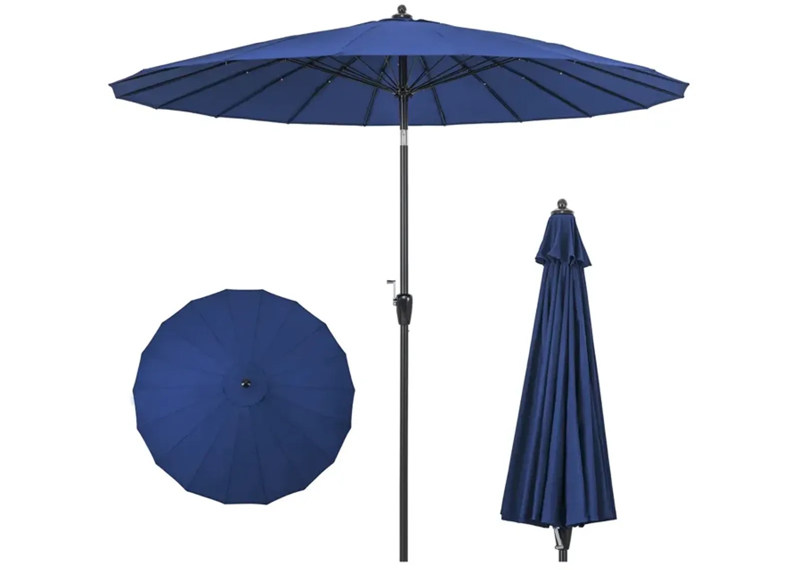 9 Feet Round Patio Umbrella with 18 Fiberglass Ribs