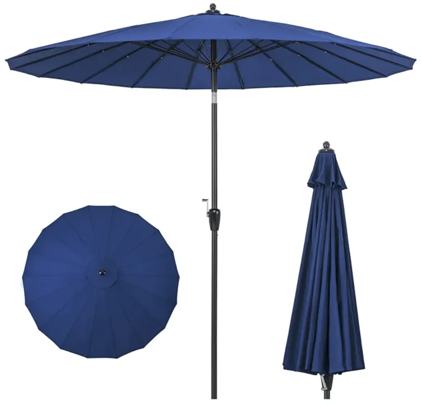 9 Feet Round Patio Umbrella with 18 Fiberglass Ribs