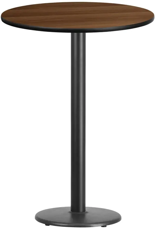 Flash Furniture 30'' Round Walnut Laminate Table Top with 18'' Round Bar Height Table Base