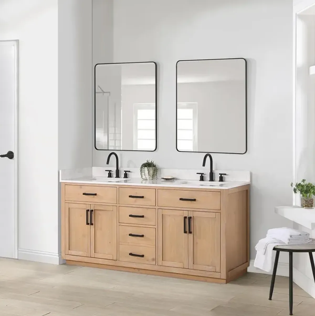 Altair 72 Double Bathroom Vanity in Light Brown without Mirror