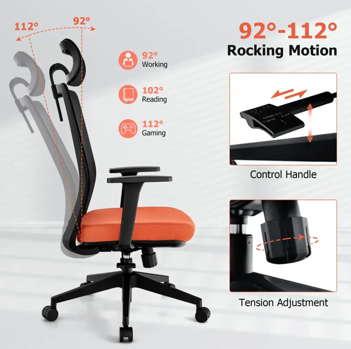 Ergonomic Office Chair with Lumbar Support and Adjustable Headrest