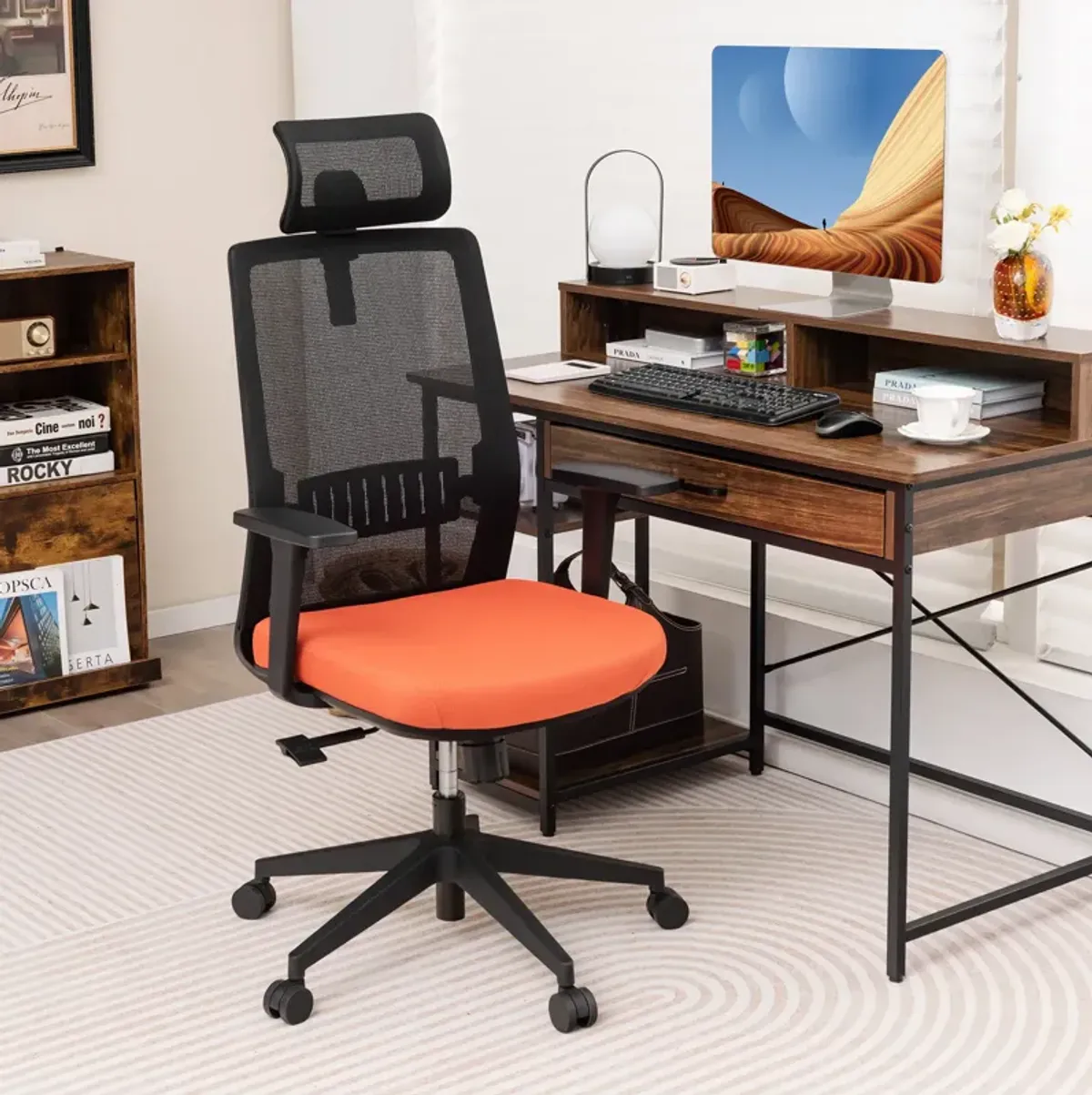 Ergonomic Office Chair with Lumbar Support and Adjustable Headrest