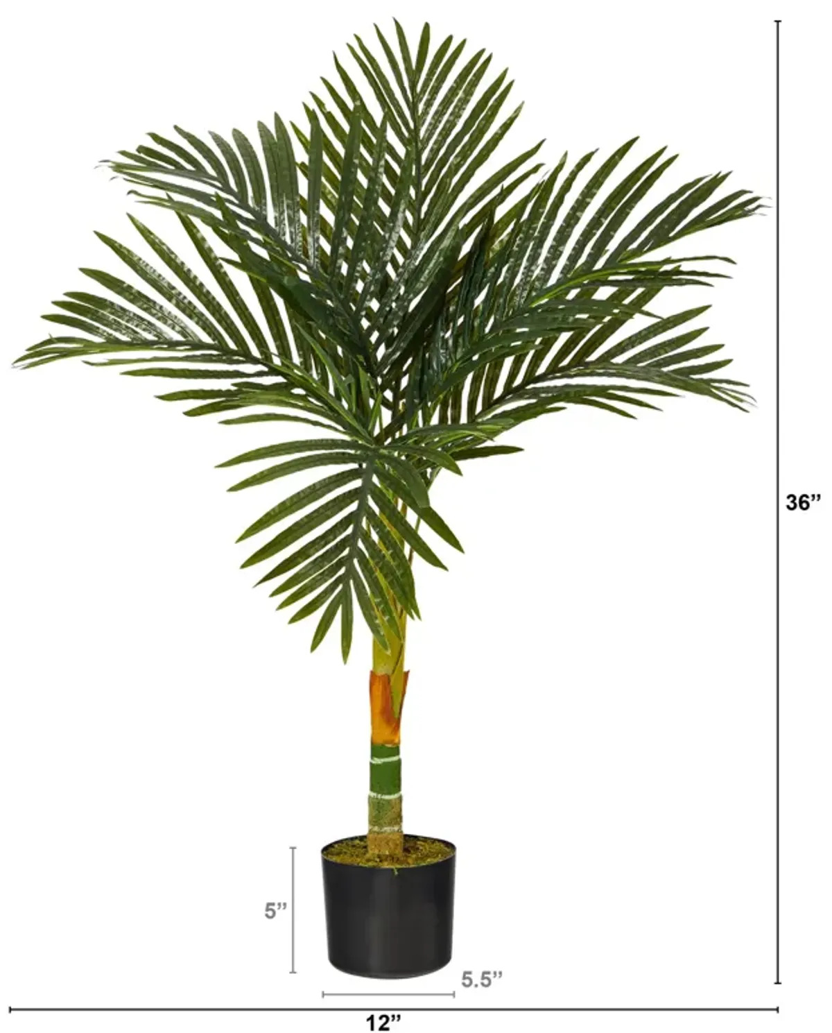 HomPlanti 3 Feet Single Stalk Golden Cane Artificial Palm Tree