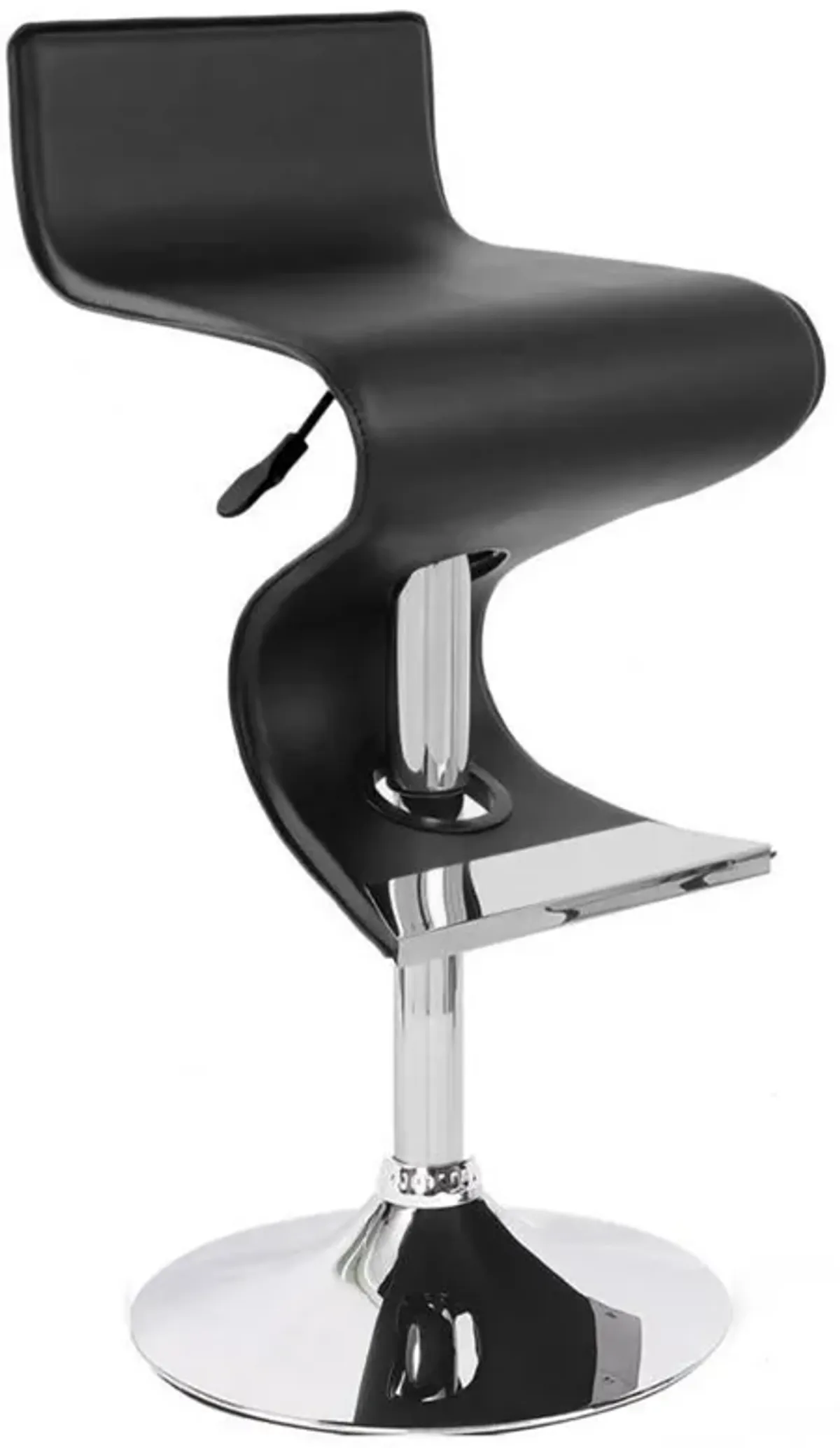 Cruze 22-30 Inch Adjustable Swivel Counter Height Stool, Wave Curves, Black - Benzara