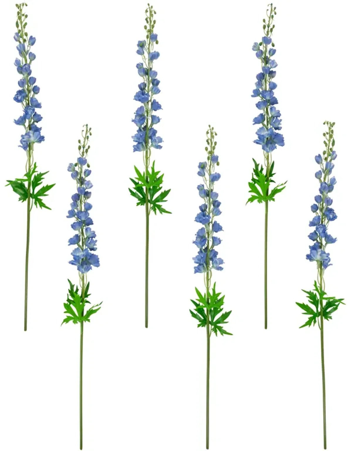 Set of 6 Blue Delphinium Artificial Floral Stems  40"