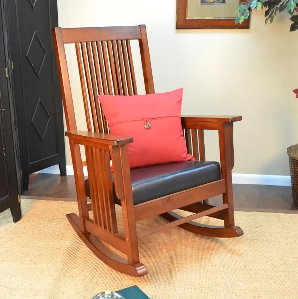 Carolina Living Chestnut Mission Rocker - Brown Upholstery