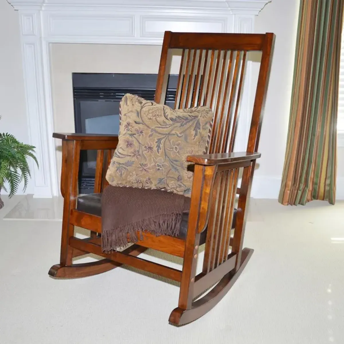 Carolina Living Chestnut Mission Rocker - Brown Upholstery