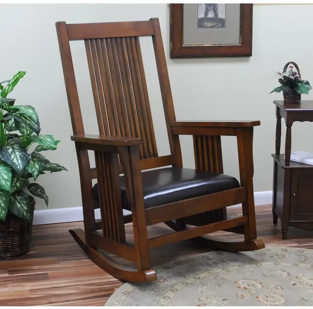 Carolina Living Chestnut Mission Rocker - Brown Upholstery