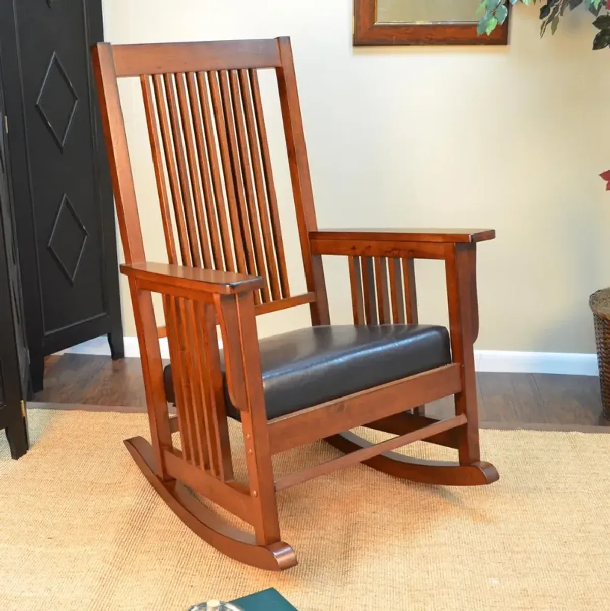 Carolina Living Chestnut Mission Rocker - Brown Upholstery