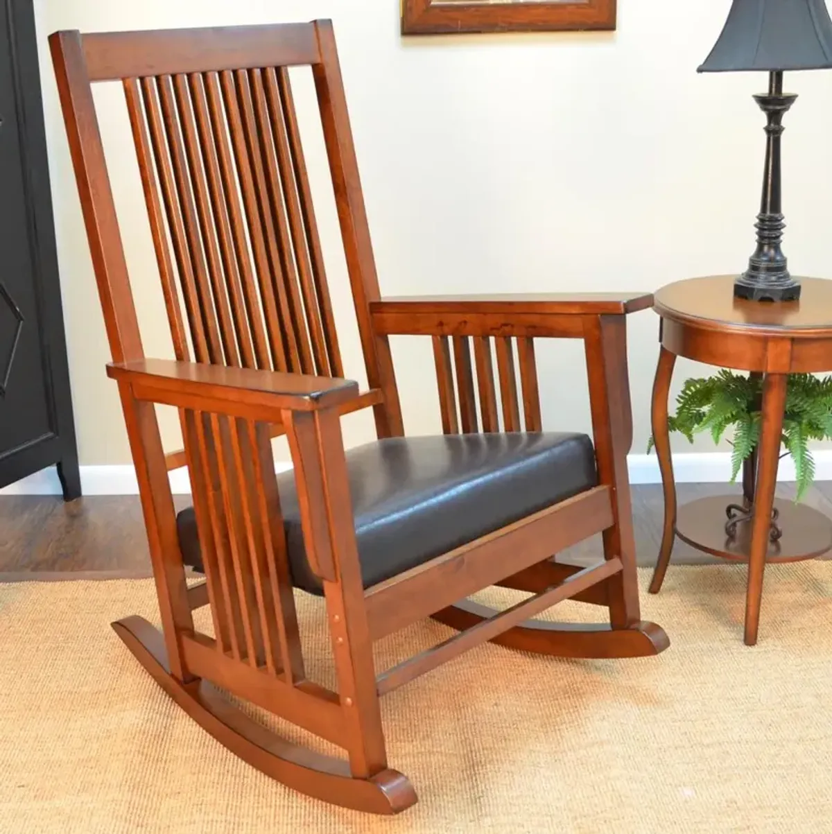 Carolina Living Chestnut Mission Rocker - Brown Upholstery