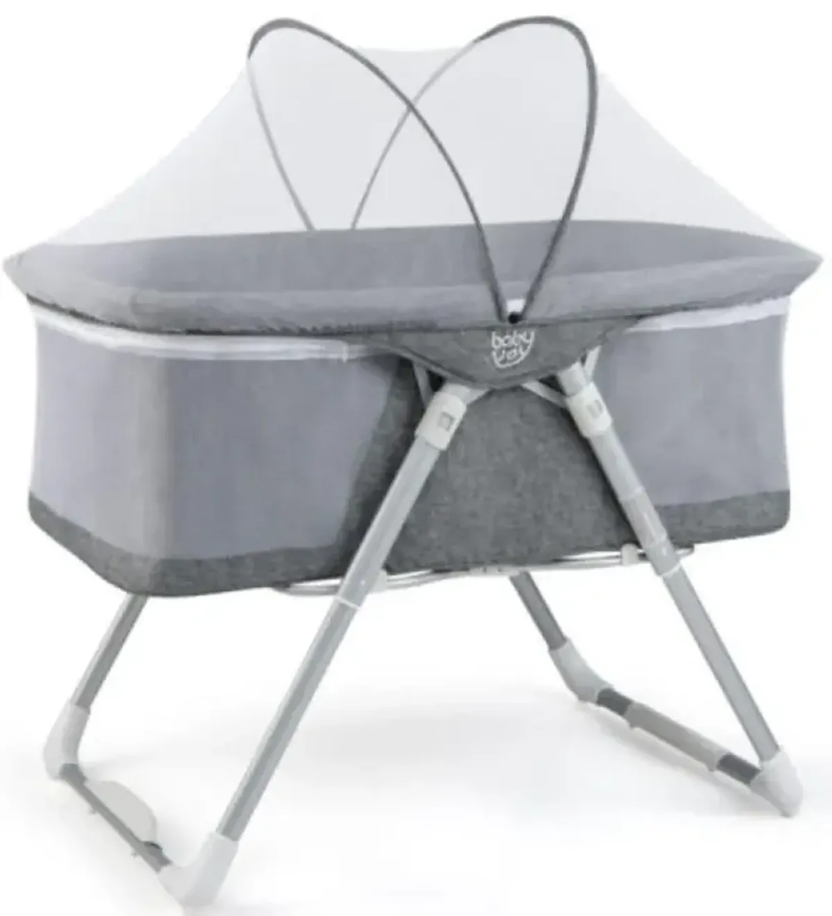 Hivvago 2-In-1 Baby Bassinet with Mattress and Net-Gray