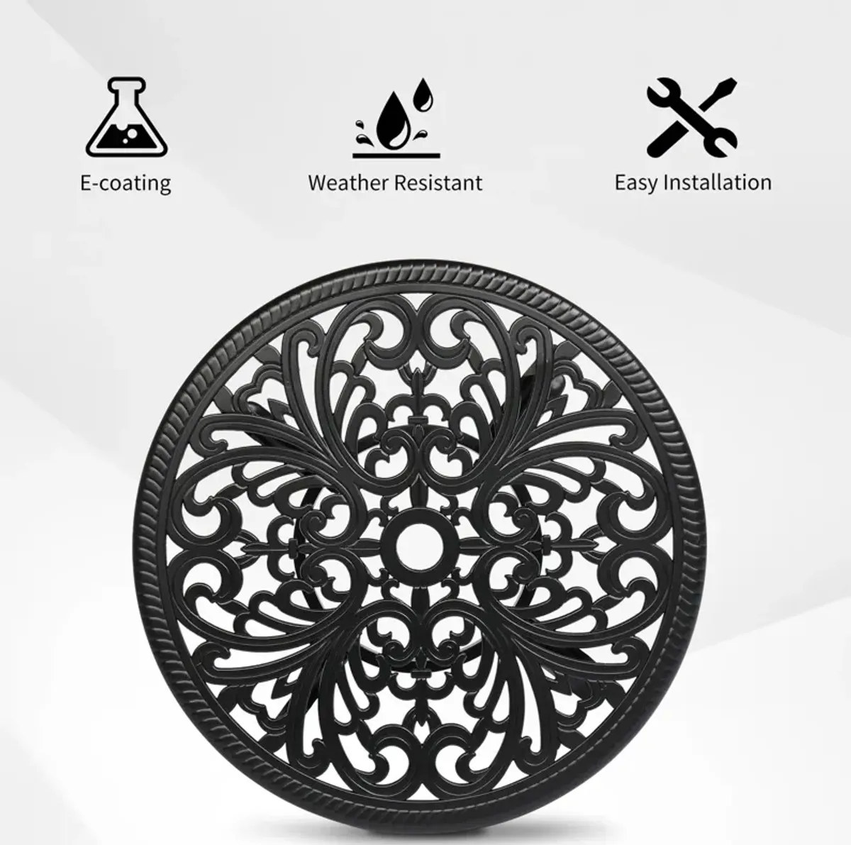 Phoenix Cast Aluminum Round Table for Patio Backyard and Poolside