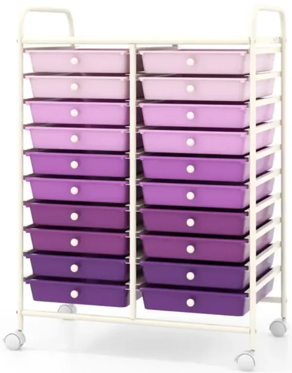 Hivvago 20 Drawers Rolling Storage Cart Studio Organizer