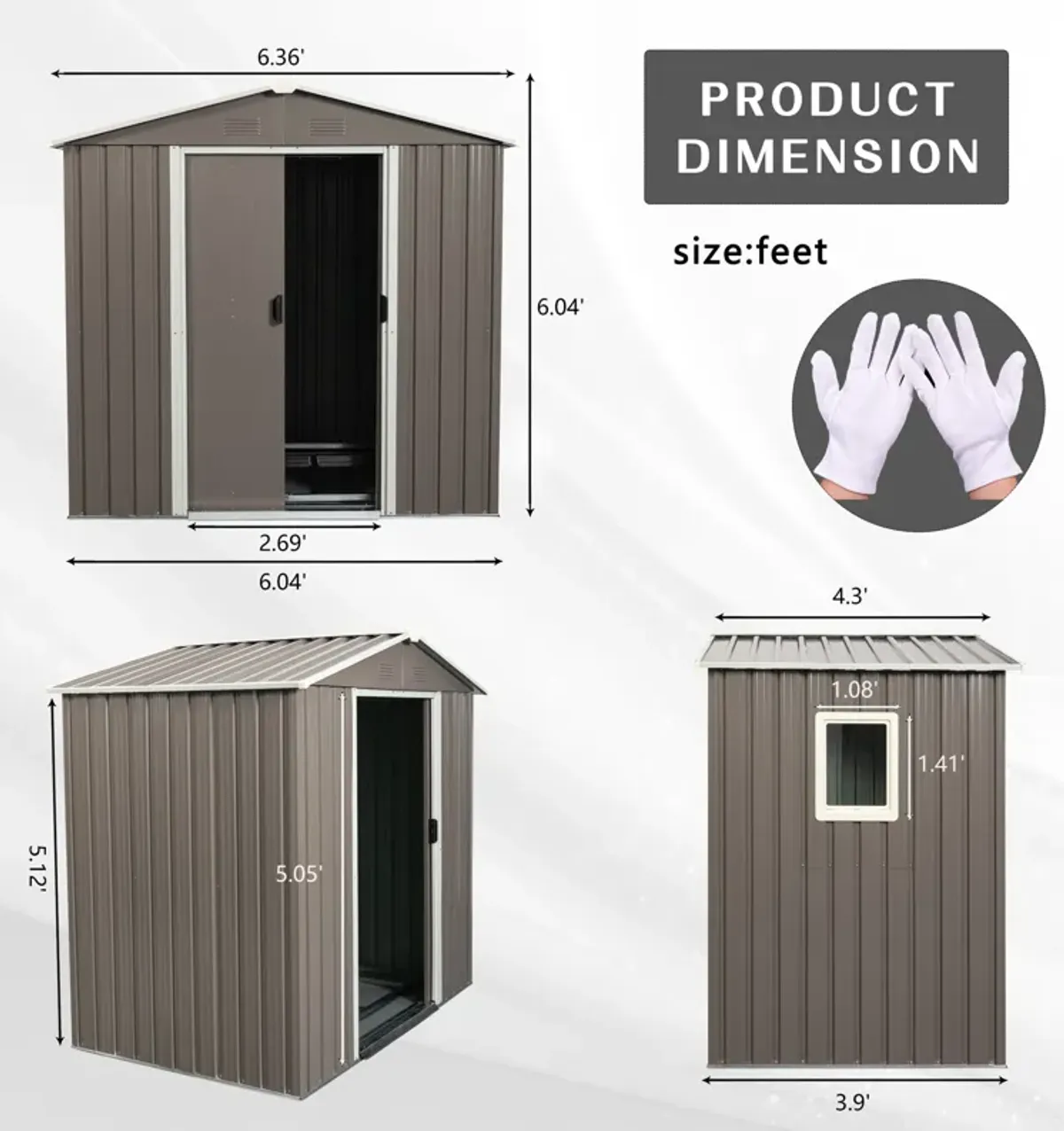MONDAWE 6ft x 5ft Outdoor Metal Storage Shed Waterproof Shed With window