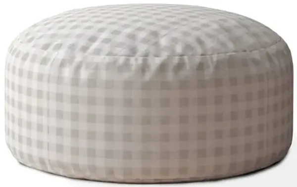 Hivvago 24" Grey Cotton Round Gingham Pouf Ottoman