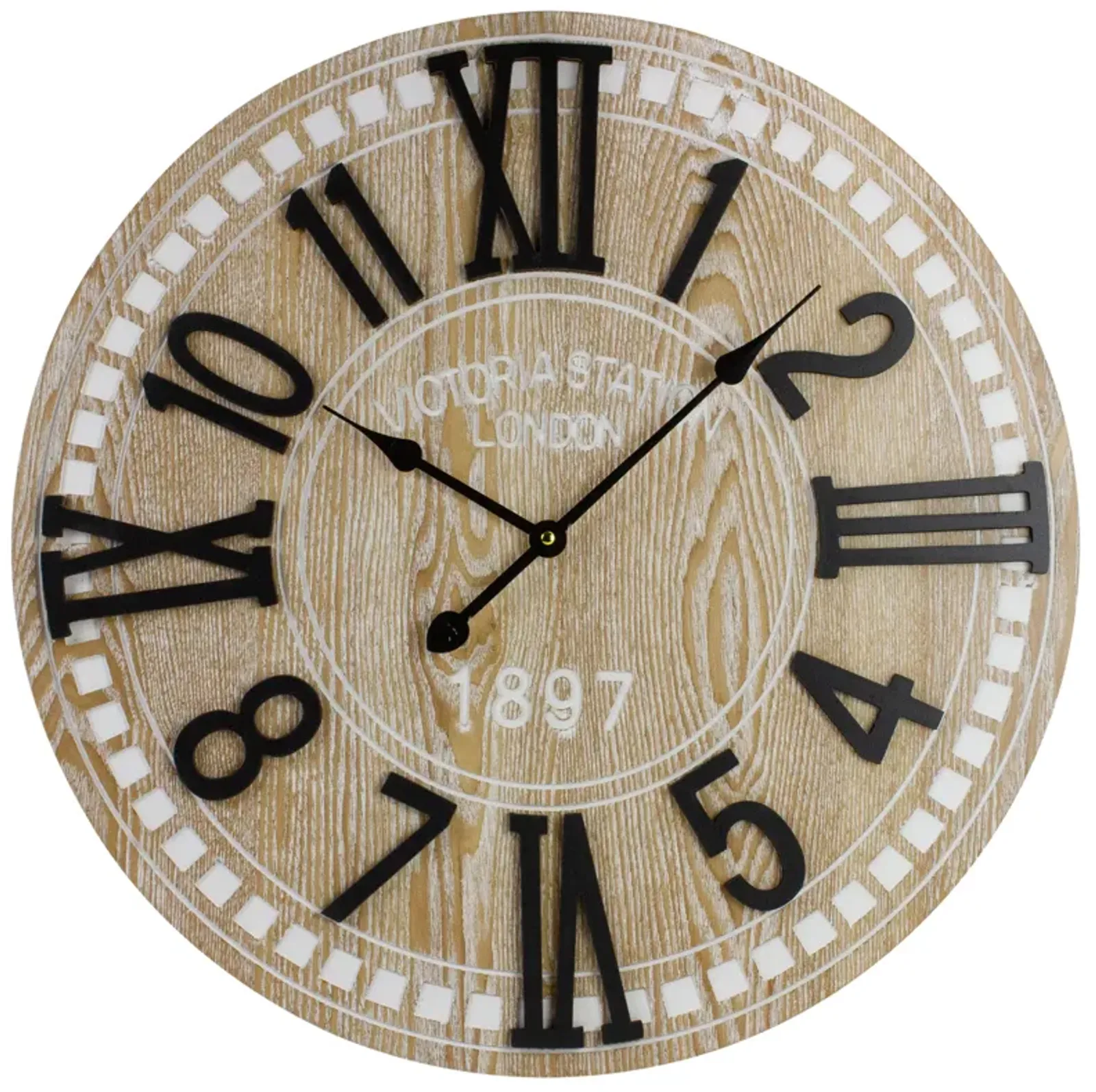 24" Battery Operated Round Wall Clock with Roman Numeral and Block Numbers