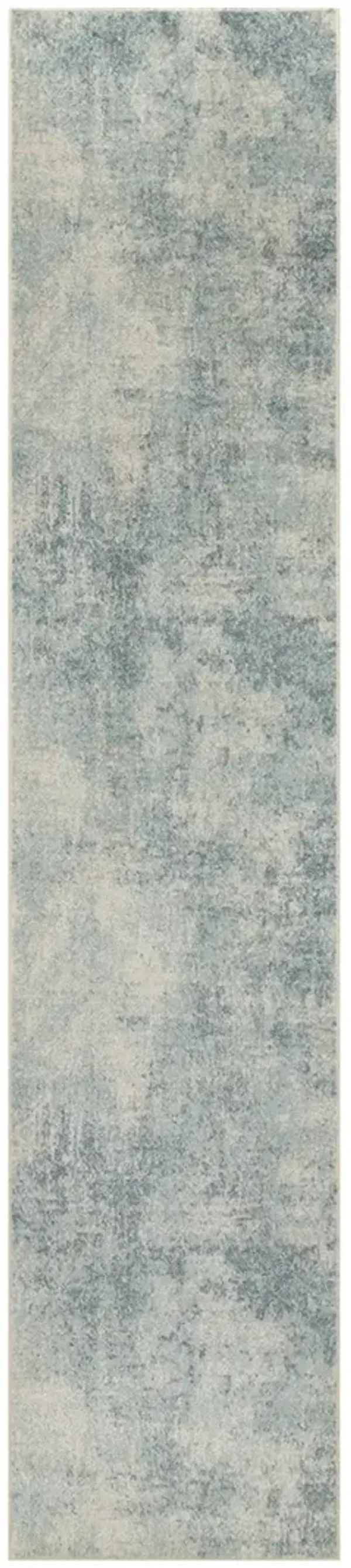 Astra Machine Washable ASW07 Blue/Ivory 2'2" x 8' Rug
