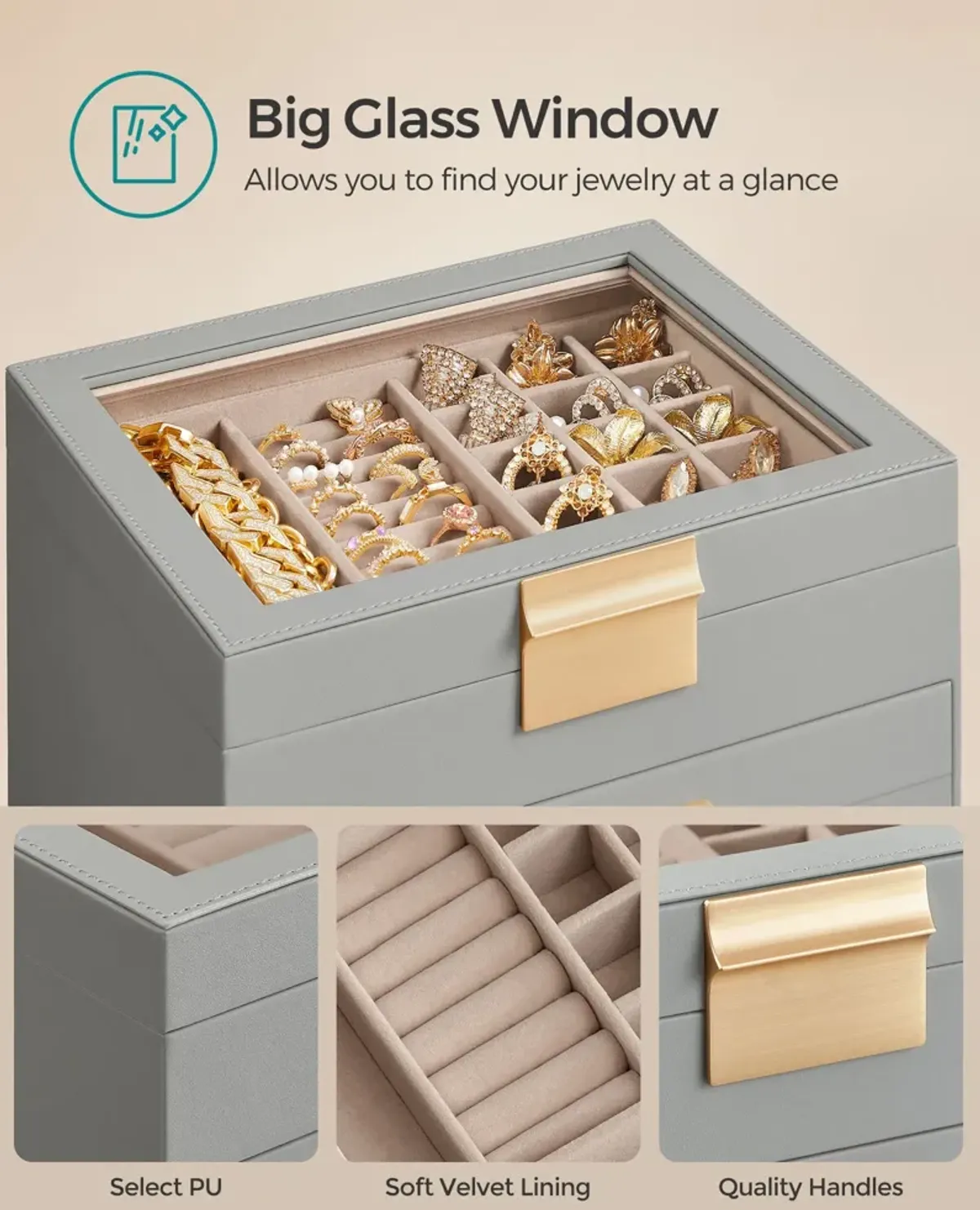 Jewelry Box with Glass Lid