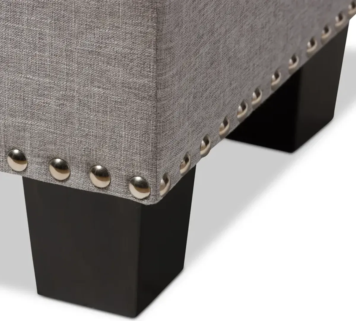 Baxton Studio Hannah Modern Dark Grey Fabric Upholstered Button Tufting Storage Ottoman Bench