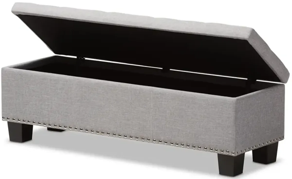 Baxton Studio Hannah Modern Dark Grey Fabric Upholstered Button Tufting Storage Ottoman Bench