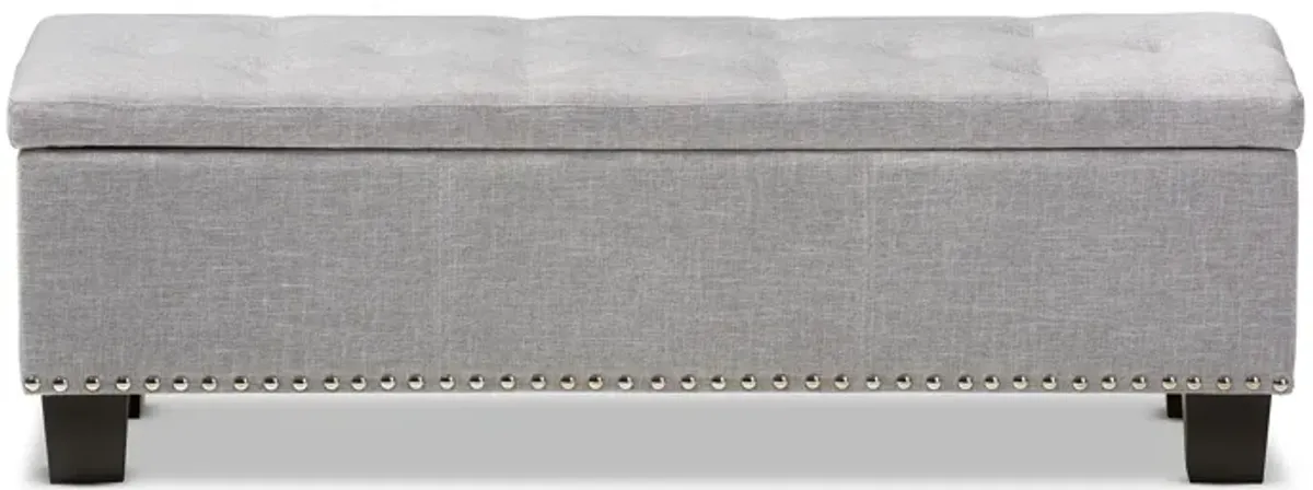 Baxton Studio Hannah Modern Dark Grey Fabric Upholstered Button Tufting Storage Ottoman Bench