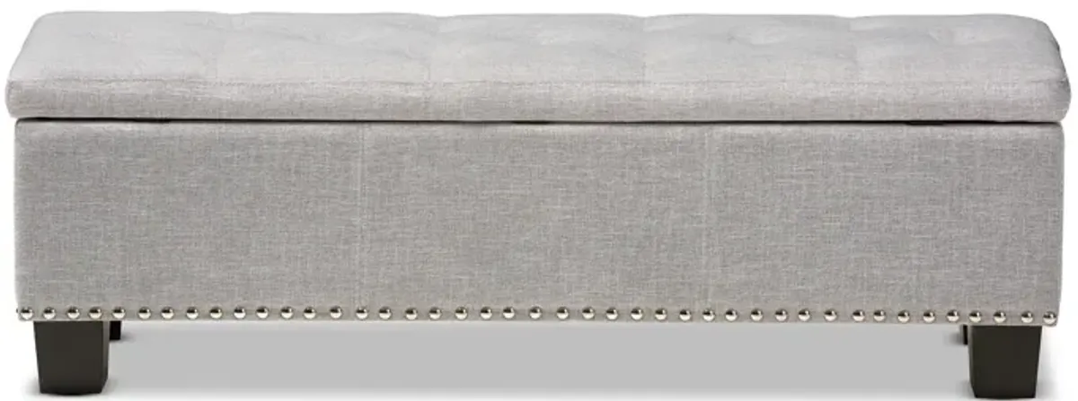 Baxton Studio Hannah Modern Dark Grey Fabric Upholstered Button Tufting Storage Ottoman Bench