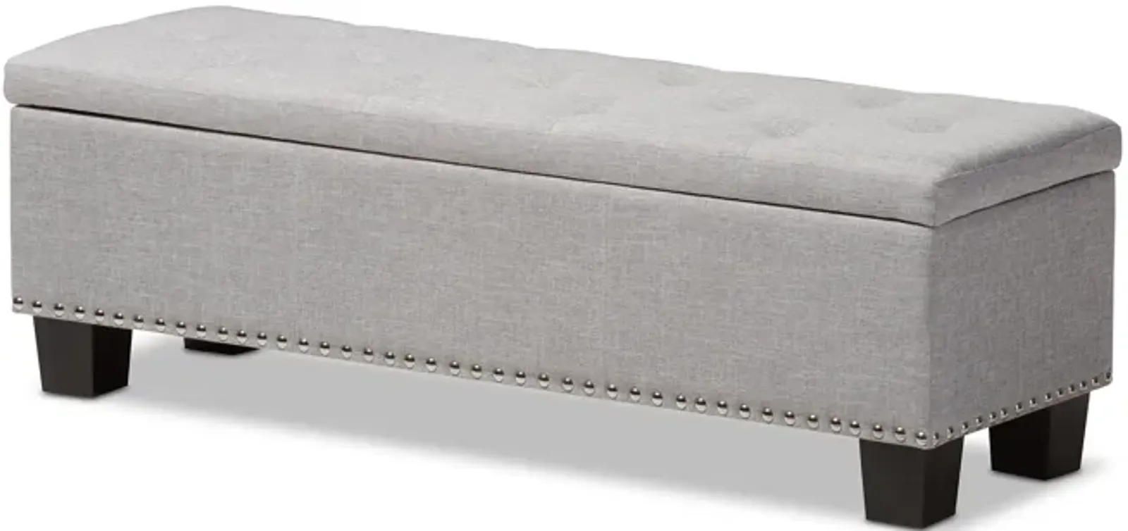 Baxton Studio Hannah Modern Dark Grey Fabric Upholstered Button Tufting Storage Ottoman Bench