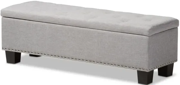 Baxton Studio Hannah Modern Dark Grey Fabric Upholstered Button Tufting Storage Ottoman Bench