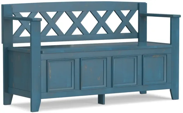 Amherst 48 inch Wide Solid Wood Transitional Entryway Bench in Distressed Coastal Blue