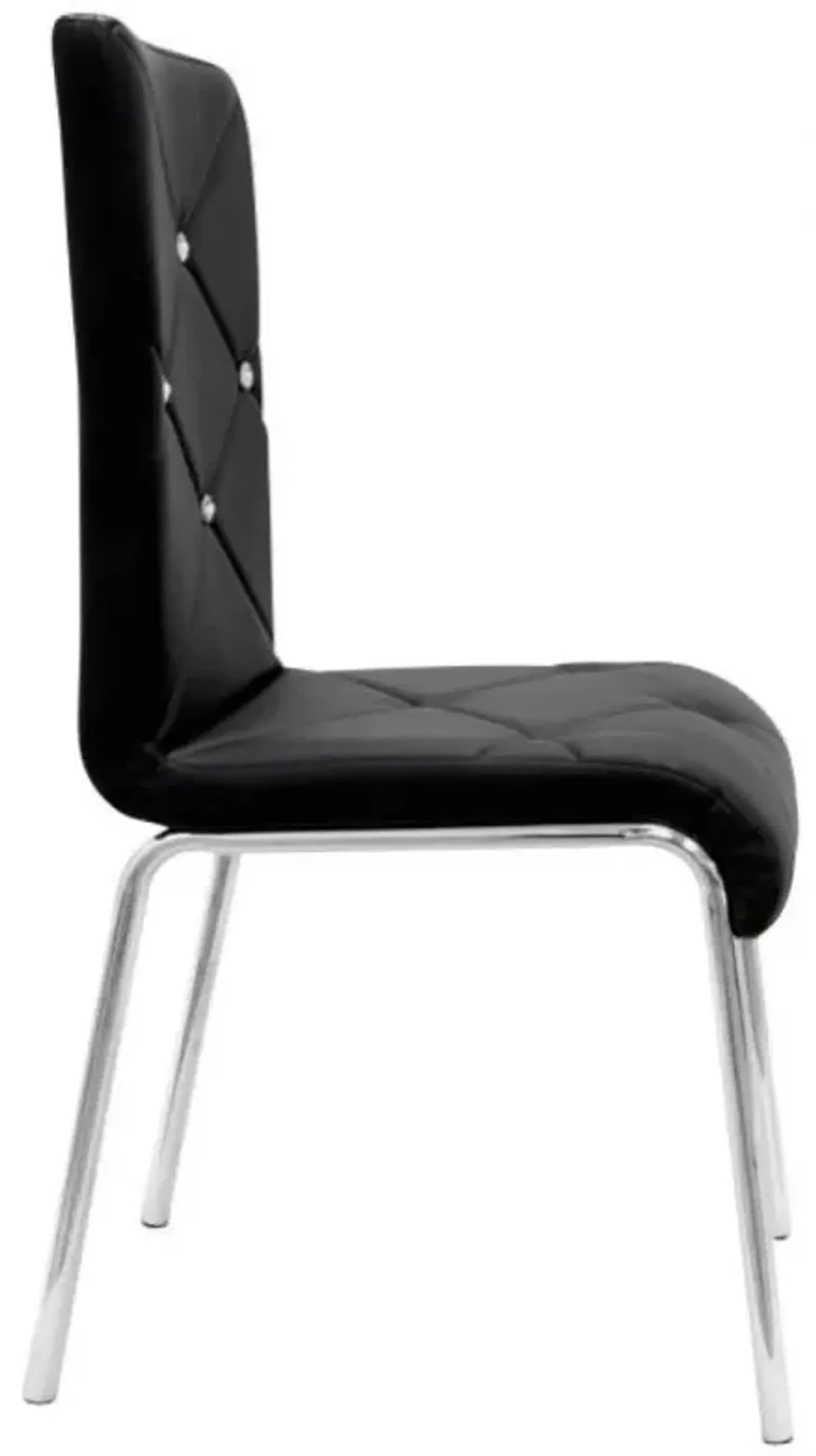 Best Master Faux Leather and Chrome Dining Side Chair in Black (Set of 4)