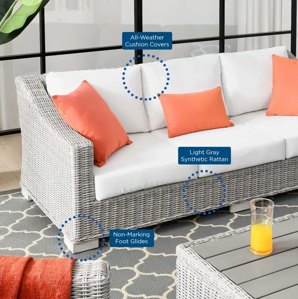 Modway - Conway Outdoor Patio Wicker Rattan Sofa