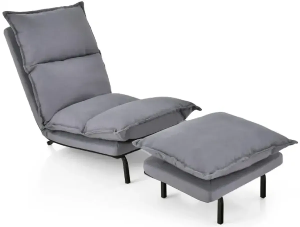 Hivvago Modern Armless Accent Chair with Ottoman for Living Room-Gray