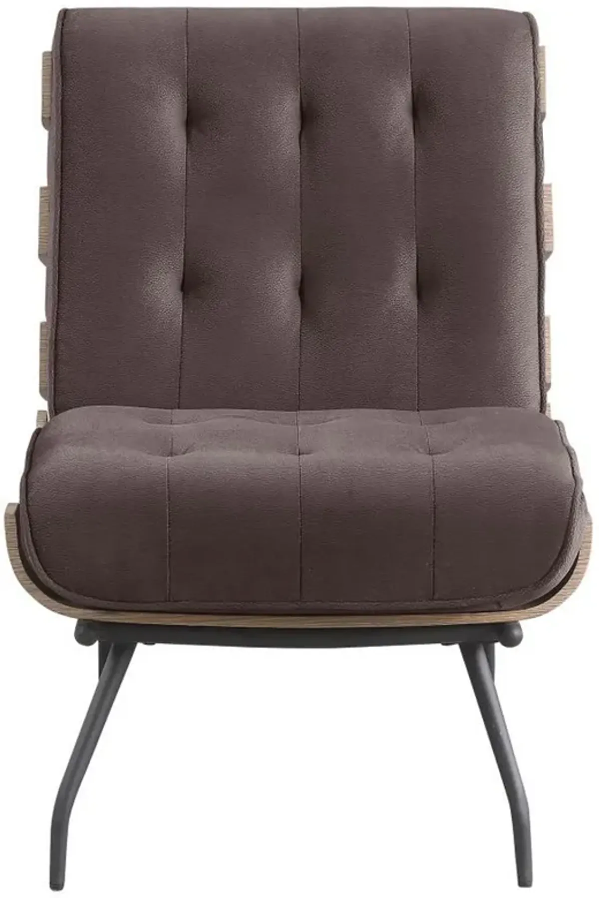 Nain 35 Inch Accent Chair, Oversized Cushion Tufted Back, Dark Brown - Benzara