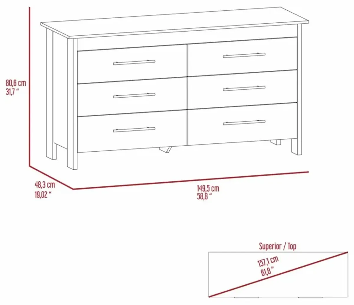 Southington 6-Drawer Rectangle Dresser