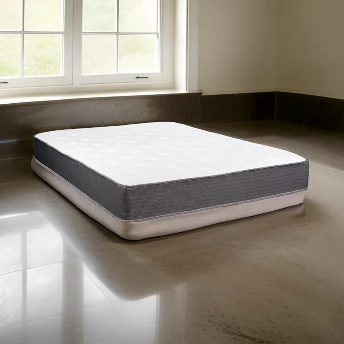 Cari 8 Inch Hybrid Twin Size Mattress, Cool Gel Memory Foam, Pocket Coil - Benzara