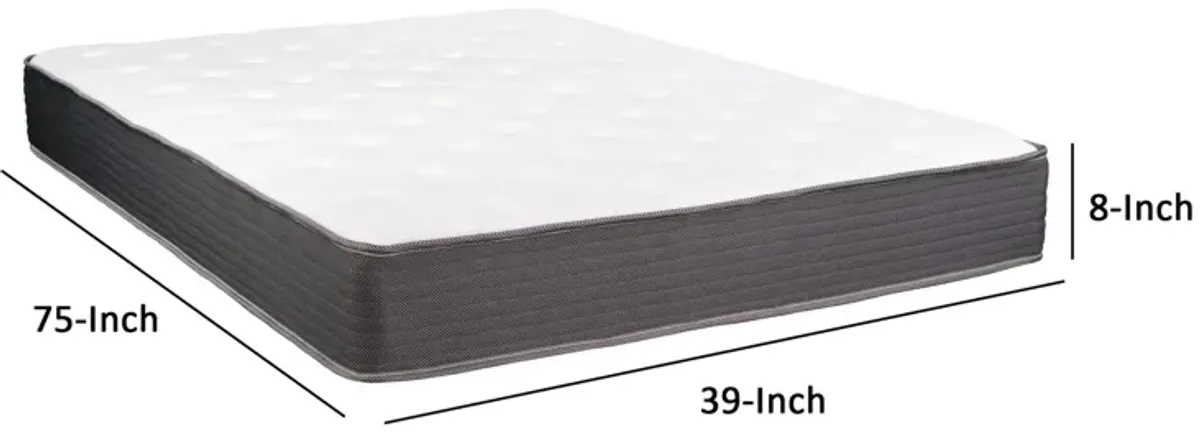 Cari 8 Inch Hybrid Twin Size Mattress, Cool Gel Memory Foam, Pocket Coil - Benzara