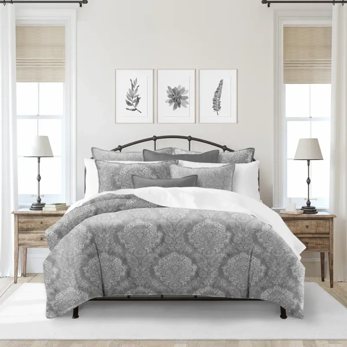 6ix Tailors Fine Linens Ophelia Gray Comforter Set