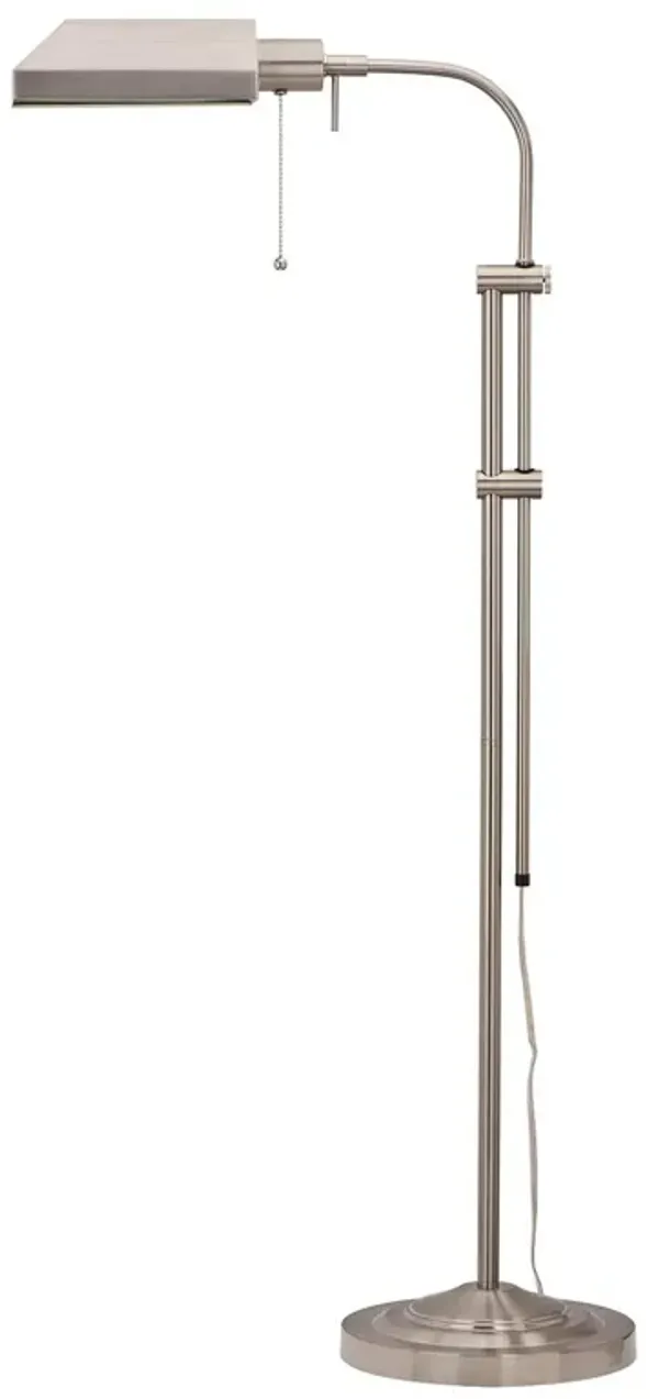 Metal Rectangular Floor Lamp with Adjustable Pole, White - Benzara