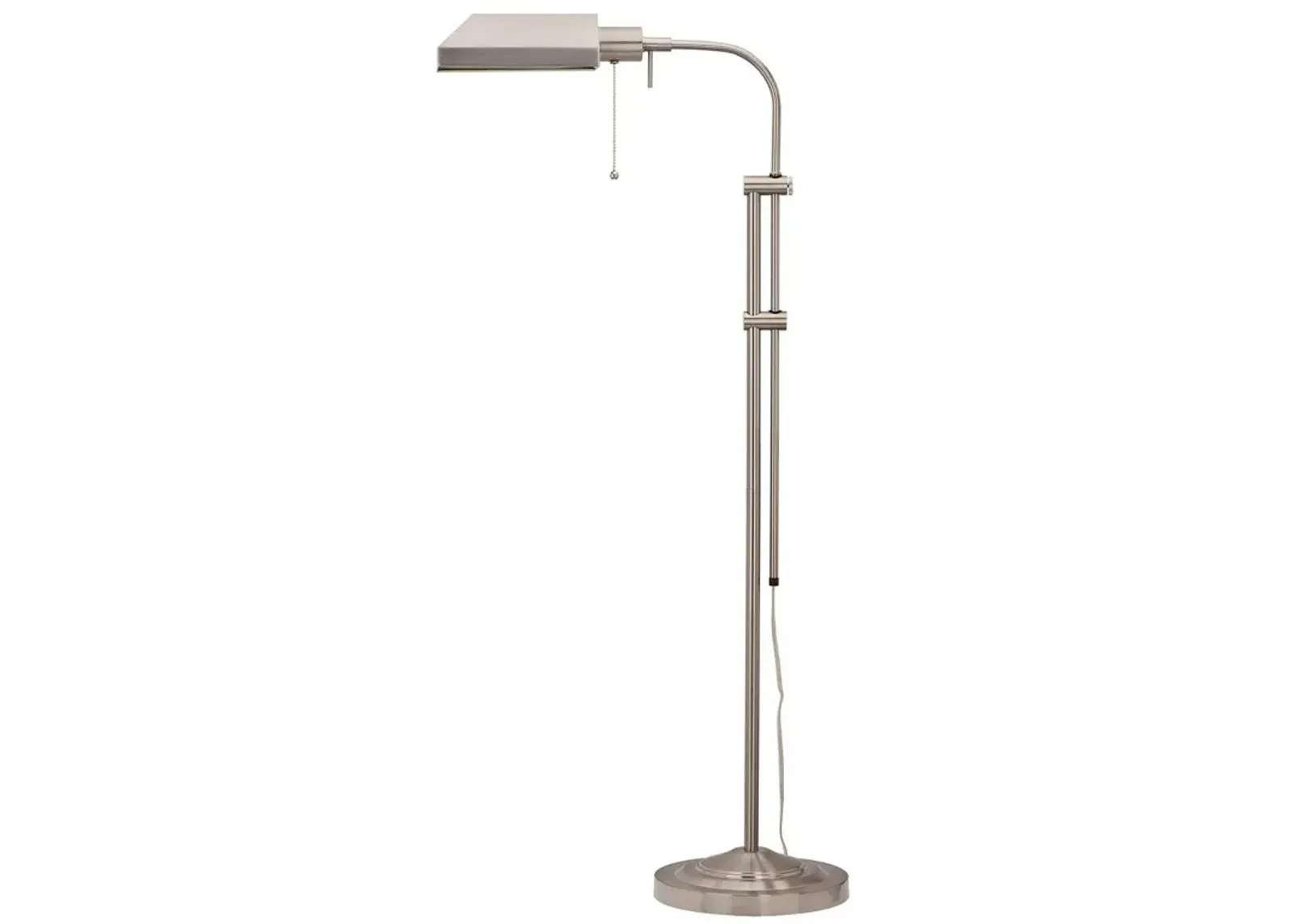 Metal Rectangular Floor Lamp with Adjustable Pole, White-Benzara