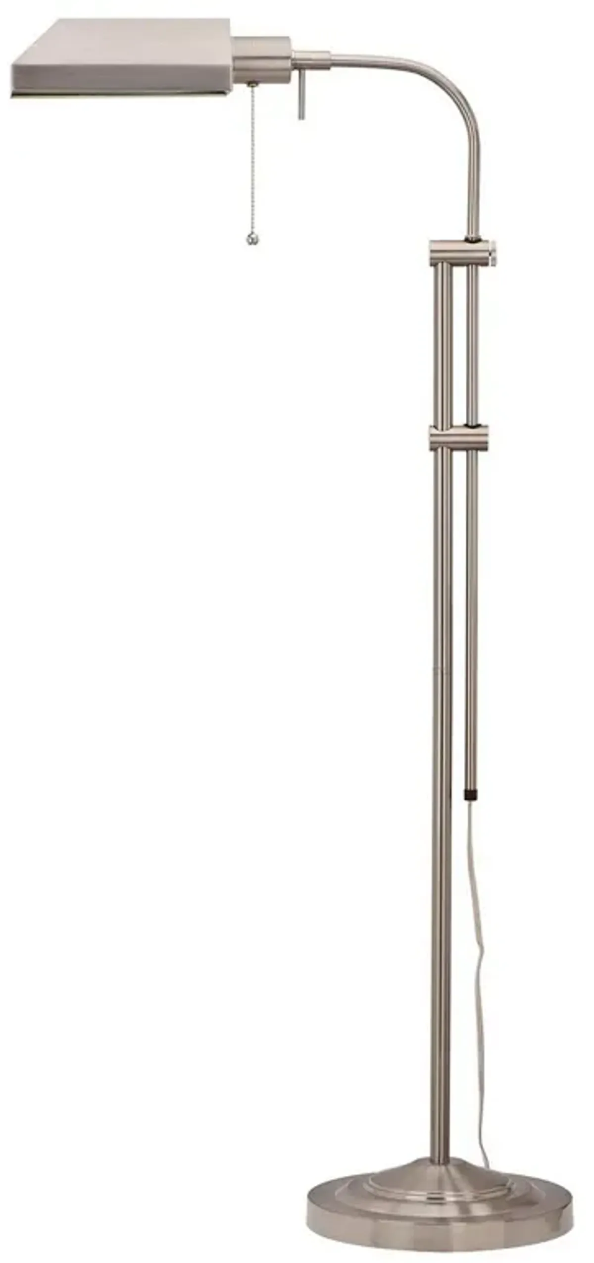 Metal Rectangular Floor Lamp with Adjustable Pole, White-Benzara