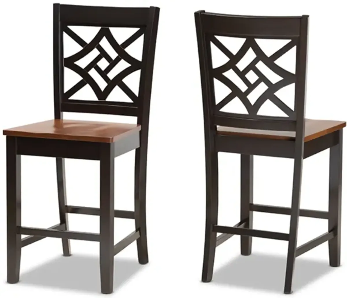 Baxton Studio Nicolette Modern and Contemporary Two-Tone Dark Brown and Walnut Brown Finished Wood 2-Piece Counter Stool Set