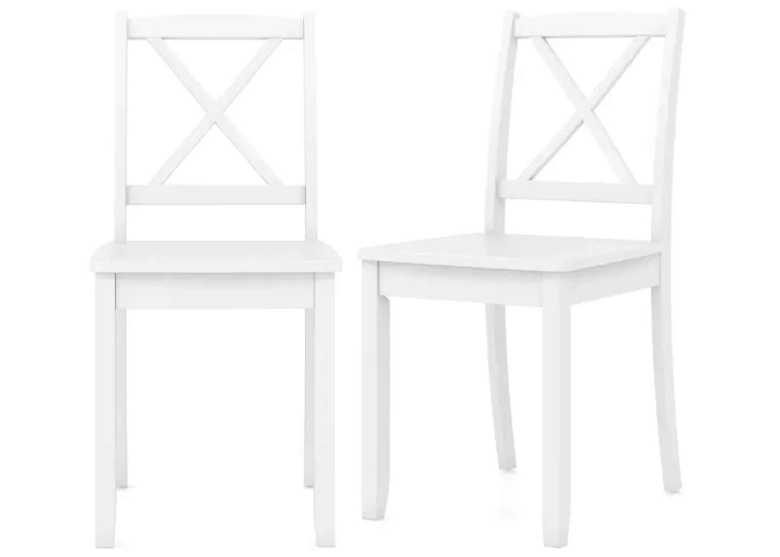 Wood Dining Chair Set of 2 with Rubber Wood Legs and Curved Backrest