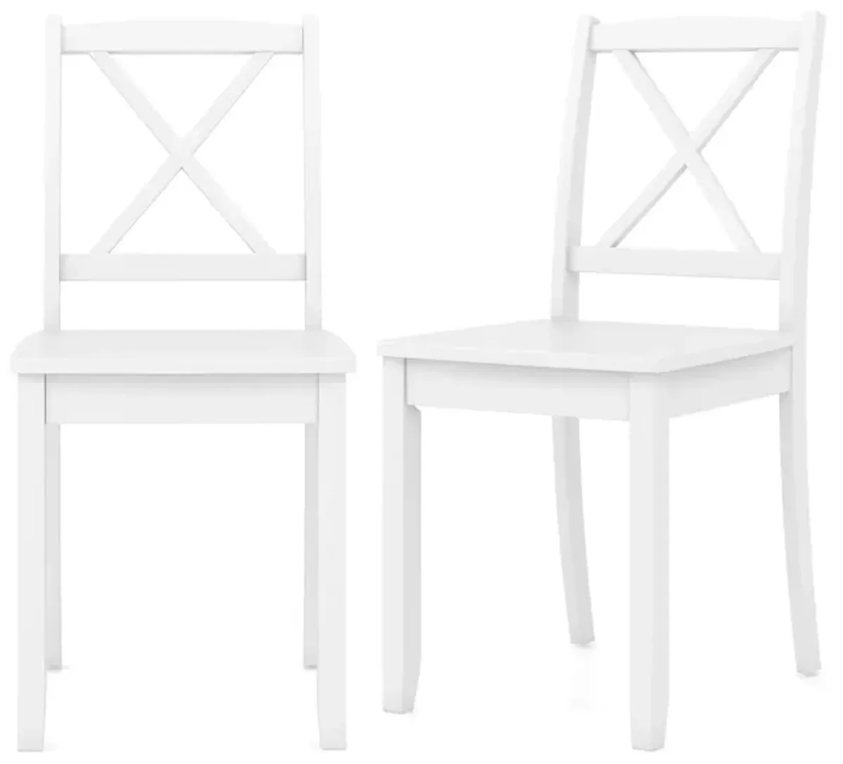 Wood Dining Chair Set of 2 with Rubber Wood Legs and Curved Backrest