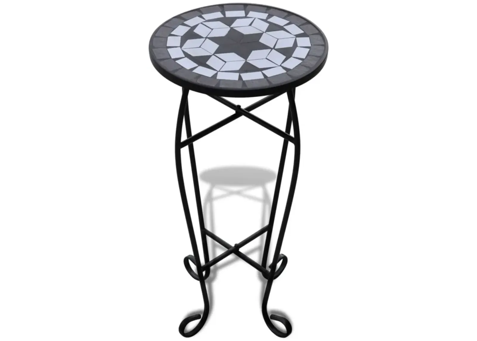 vidaXL Mosaic Side Table Plant Table Black White