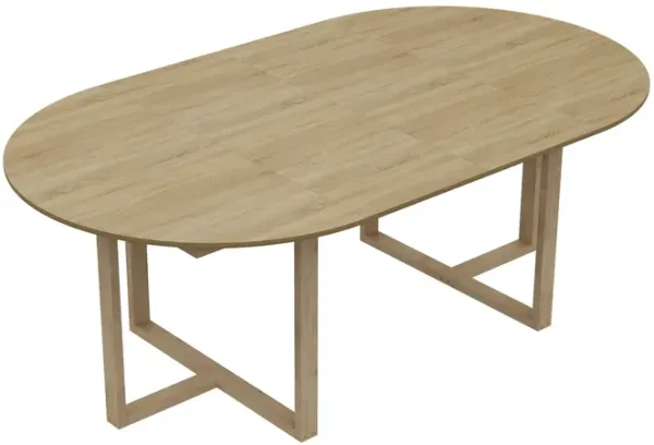 FUFU&GAGA Extendable Wood Grain Dining Table with Solid Wood Legs – MDF P2 Top, Pull-Out Design (82.7" L x 47.2" W x 29.5" H), Yellow